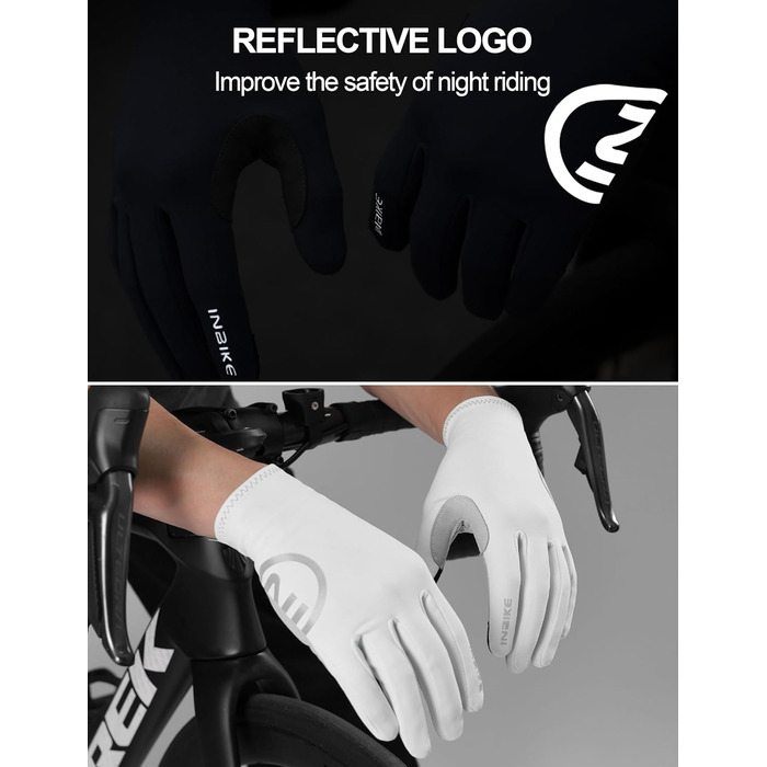 Велосипедні рукавички Inbike C701 M білі: теплі, вітронепроникні, дихаючі, з підтримкою сенсорного екрану та світловідбиваючими елементами для чоловіків та жінок