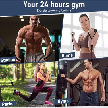 Набір фітнес-гумок 5 шт. з різними рівнями опору, з дверними фіксаторами, ручками та кігтями для щиколоток. Підходить для чоловіків та жінок, 8 кольорів. Для м'язового розвитку та пілатесу.