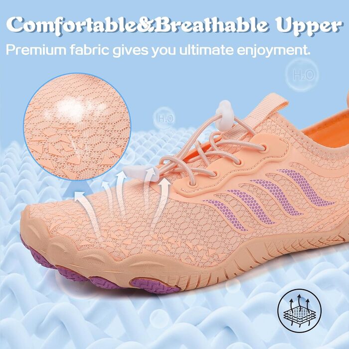 Чоботи для плавання чоловічі та жіночі, шкарпетки для пляжу, босі шкарпетки, літні плавальні черевики, аквашузи, швидко сохнуть, серфові черевики, рожеві, 38 EU