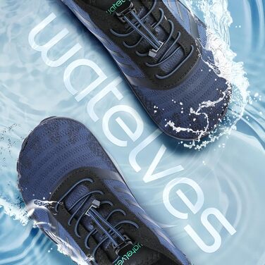 Взуття для плавання та фітнесу WateLves: аквашузи для жінок та чоловіків, підошва з неслизьким покриттям, широка передня частина (темно-синій, 39 EU)