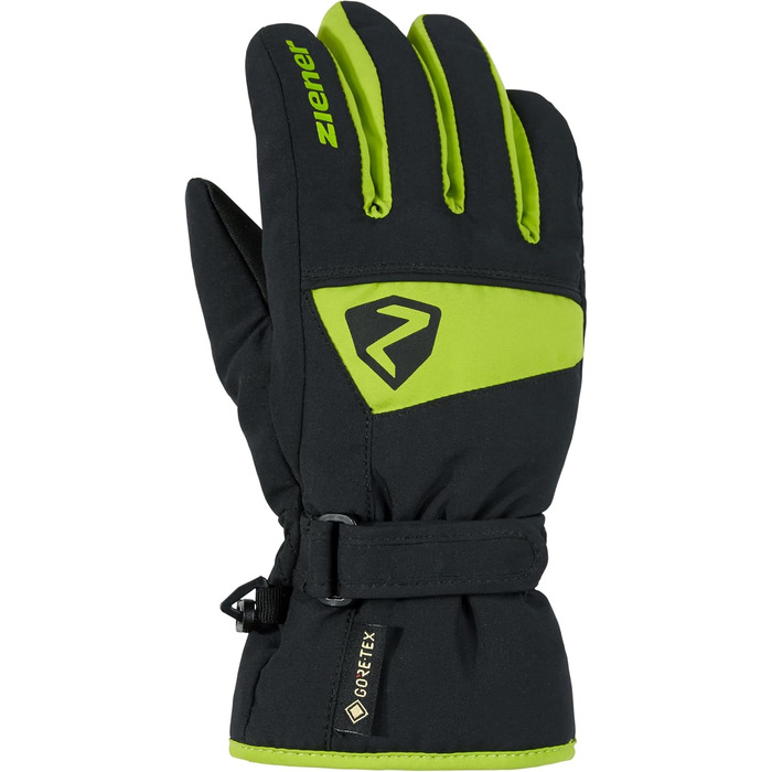 Дитячі гірськолижні рукавички Ziener LAGO GTX Junior — водонепроникні та дихаючі, lime green, розмір 3