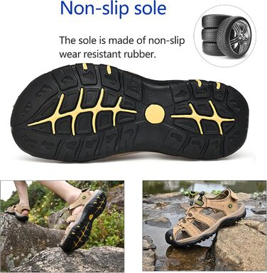 Чоловічі сандалі з натуральної шкіри для відпочинку, трекінгу та риболовлі. Легкі, дихаючі сандалі на літо (47 EU, Хакі)