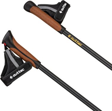 Трекінгові палиці для скандинавської ходьби Nordic Walking, ультралегкі односекційні палиці з гумовими наконечниками для жінок та чоловіків (Чорний, 110/115 см)