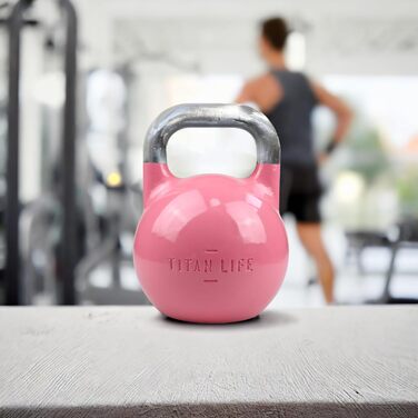 Професійна гиря TITAN LIFE PRO 8 кг, сталь, для змагань, рожева, велика основа