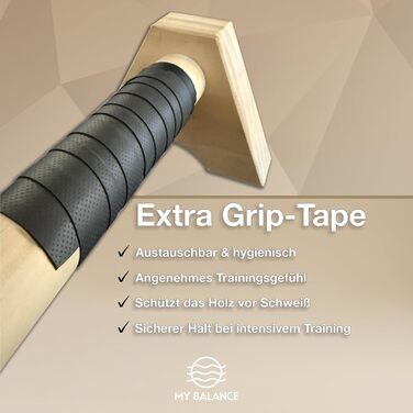 Дерев'яні бруси для віджимань My Balance Premium з Grip-Tape – паралетси для кросфіту та калістеніки, міцні та безпечні для суглобів