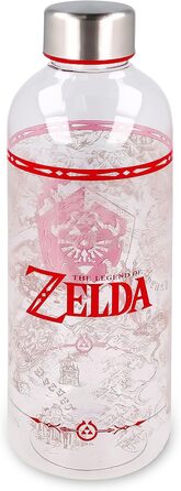 Пляшка для води Elbenwald The Legend of Zelda 850 мл з гербом, прозора/червона, 22,5 см, пластикова, з гвинтовою кришкою