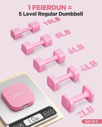 Набір гантелей FEIERDUN регульовані 2 шт., 2/4/6/8/4,5 кг, для жінок, швидке регулювання ваги, подвійний захист, для домашнього фітнесу (B-Cute Pink)