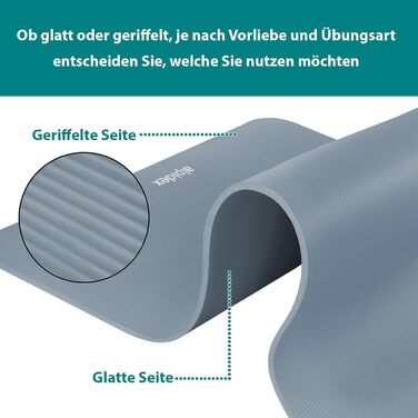 Йога мат ALPIDEX 183x60x0.8 см - нетоксична фітнес-мат з E-Book, ремінком, протиковзким покриттям для гімнастики, йоги, пілатесу, фітнесу, HIIT, фізіотерапії (Ice Blue)