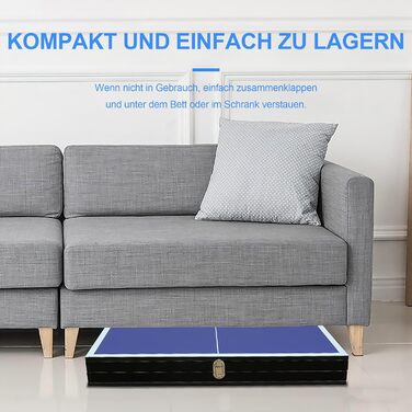 Стіл для пінг-понгу Muenfly з сіткою та набором ракеток – Outdoor/Indoor, складаний, з 2 ракетками та м'ячами, стабільний дизайн, синя ігрова поверхня, простий монтаж для дітей та дорослих