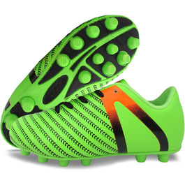 Футбольні бутси Vizari для твердого поля – легкі та міцні бутси з гумовими шипами для хлопчиків та дівчаток | FG бутси для гри на вулиці, 31 EU, зелено-помаранчеві