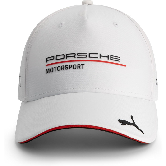 Кепка PUMA Porsche Motorsport з вигнутим козирком та логотипами Porsche Motorsport та спонсорів (біла)