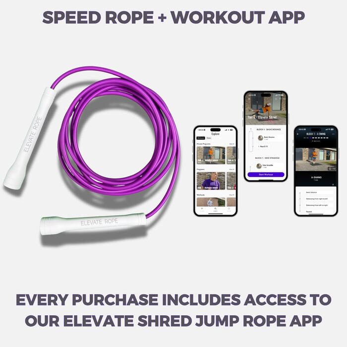 Скакалка Elevate Speed Rope MAX, професійна, PVC з нейлоновим сердечником, 5 мм, 3 м, міцні ручки