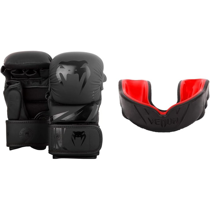 Рукавички для MMA Venum Challenger 3.0, чорні, розмір M, комплект із захистом зап'ястя та передпліччя, 4 м