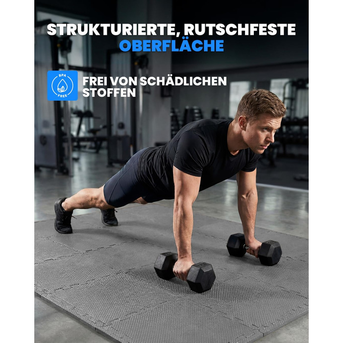 Набір захисних пазл-килимчиків для підлоги unycos (12/20/28 шт), 30x30x1 см, протиковзні мати для тренажерного залу, фітнесу та йоги, водонепроникні, сірі