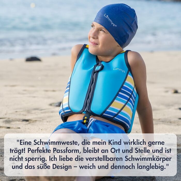 Плитка для плавання Liys Schwiweste для дітей - допоміг для плавання з регульованою плавучістю, сертифікат CE, переможець тесту на Vergleich.de, м'який неопреновий комір, безпечне та надійне виконання, з сумкою для перенесення (L, блакитний)