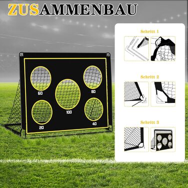 Дитячі ворота для футболу, 2-в-1 Pop-Up ворота, складані, для саду, на вулицю, з чохлом, 120x90 см, чорний