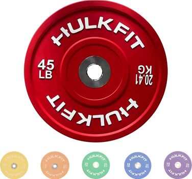 Олімпійський диск HulkFit з гумовим покриттям, кольоровий, 5,1 см, сталева вставка, для штанги, важкої атлетики, кросфіту, набір/пара/один