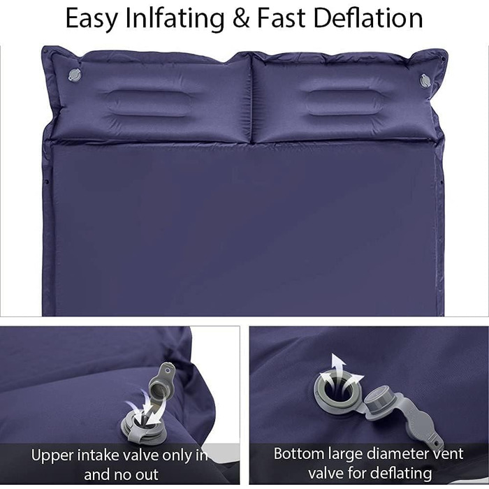 Надувний килимок для кемпінгу Ubon Doppelte 2 особи, 3.6 см, Navy