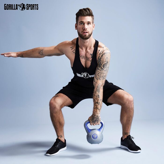 Кетлбелл GORILLA SPORTS 8 кг, пластиковий, гиря для фітнесу та тренувань, окремо або в наборі