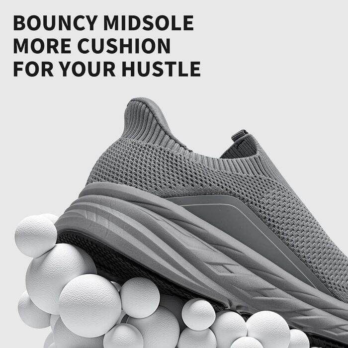 Сліпони чоловічі Sosenfer без шнурівки: спортивні кросівки для бігу, фітнесу, прогулянок (1646 Темно-сірий, 44 EU)