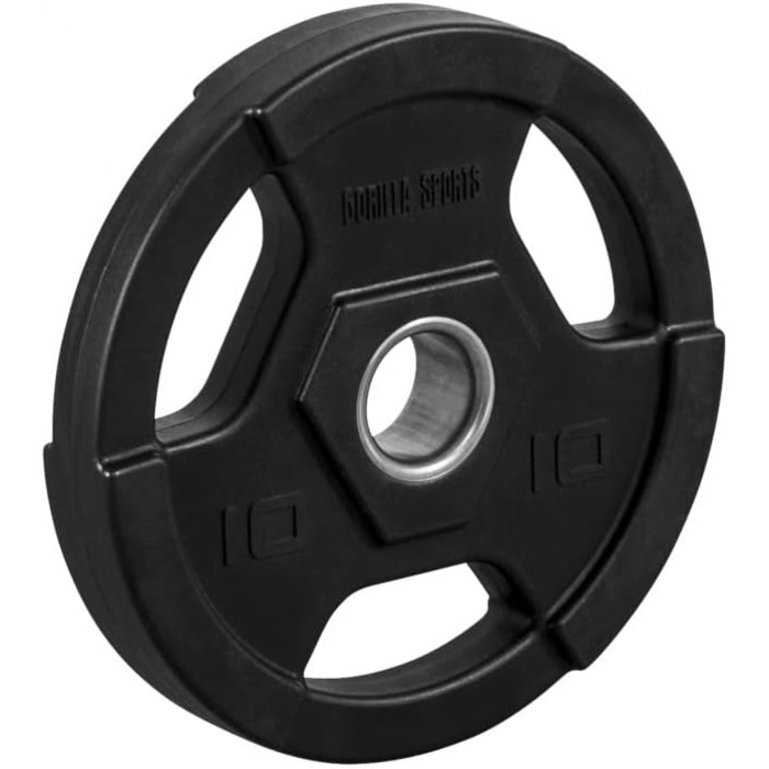 Олімпійські диски GORILLA SPORTS, тригрип, 1,25–25 кг, 50 мм, пластик, чорні