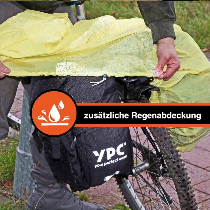 Велосипедна сумка YPC Outrider XL 42 л для багажника, водонепроникна задня сумка на велосипед з ручкою, дорожня сумка з кліп-застібкою, чорна, 50x35x35 см