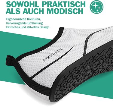 Чоловічі та жіночі аквашузи Sixspace для плавання, серфінгу, йоги. Швидко сохнуть, дихають, білі (35 EU)