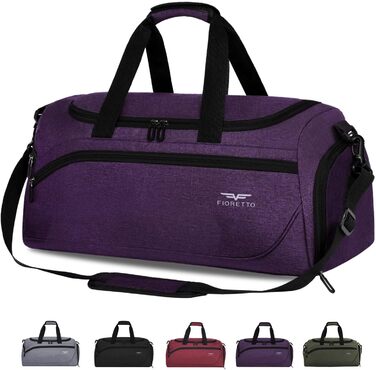 Спортивна та дорожня сумка FIORETTO 35L з відділенням для взуття та мокрих речей, водонепроникна, для тренувань, спортзалу, подорожей, плавання, сауни, футболу, фіолетовий