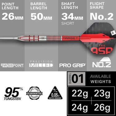 Дарти Nathan Aspinall Gen 2 95% вольфрам, швейцарські гострі наконечники, 23г