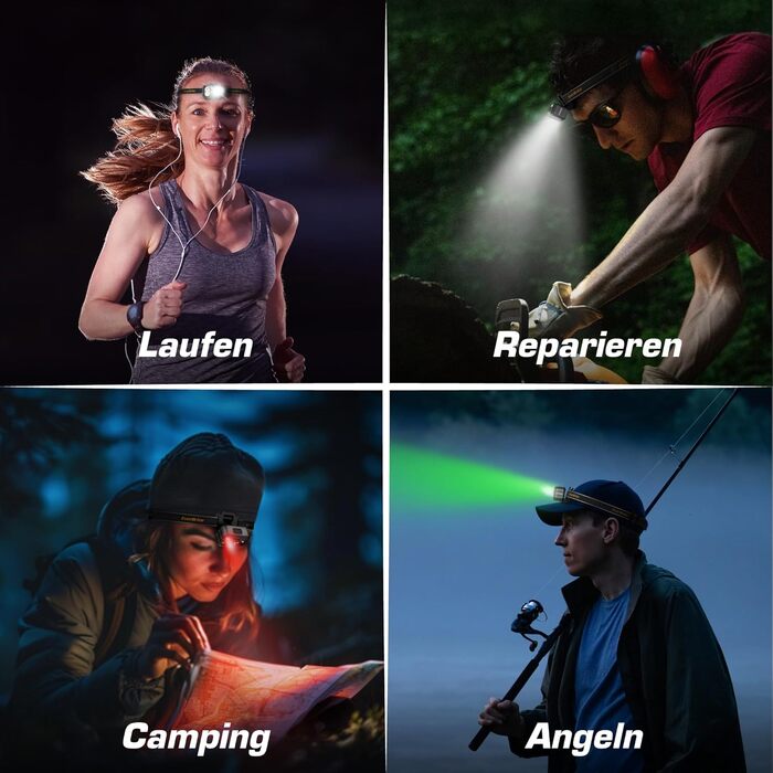 EverBrite LED налобний ліхтар: перезаряджуваний, 45г, IP67, 7 режимів, червоне/зелене світло для бігу, походів, кемпінгу (сірий)