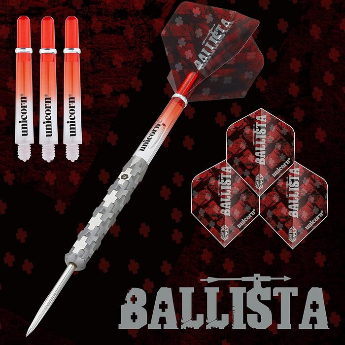 Дротики для дартсу Unicorn Ballista зі сталевим вістрям, 90% натуральний вольфрам, вага 21–26 г, Стиль 1, 25 г