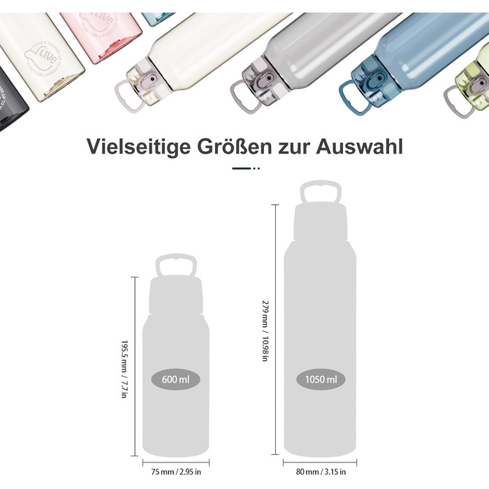Дитяча пляшка для води UZSPACE 600 мл, спортивна, непроливальна, для школи, прогулянок, білого кольору