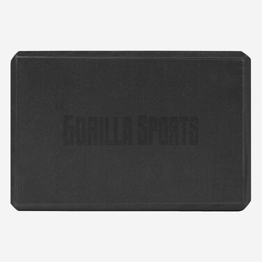 Блок для йоги та пілатеса GORILLA SPORTS, EVA-піна, протиковзкий, 23,5 x 15 x 8 см, чорний