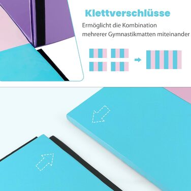 Мат гімнастичний складаний COSTWAY 240x120x5 см для йоги, фітнесу та тренувань вдома з липучкою та ручками