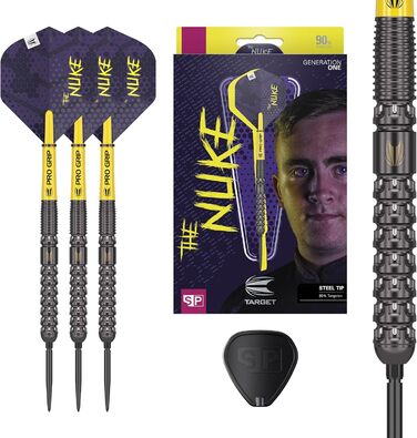 Дротики Target Darts Luke Littler G1, сталевий накінечник, 90% вольфраму, 22/23/24 г, Swiss Point, набір із Pro Grip та інструментом, професійний гравець