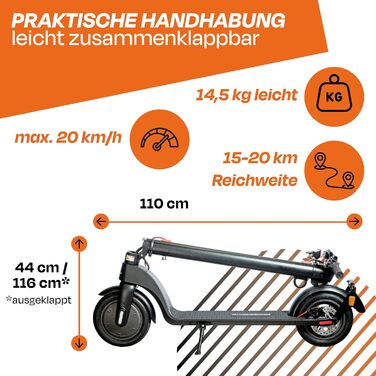 Електросамокат Scoot One E7 з допуском до дороги, знімний літій-іонний акумулятор 15–20 км, 20 км/год, чорний, з антипрокольним захистом і кодовим замком