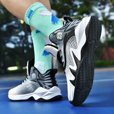 Унісекс баскетбольні черевики для занять спортом, дихаючі, амортизуючі, антиковзкі, для підлітків, для бігу та тренувань (45 EU, білі)