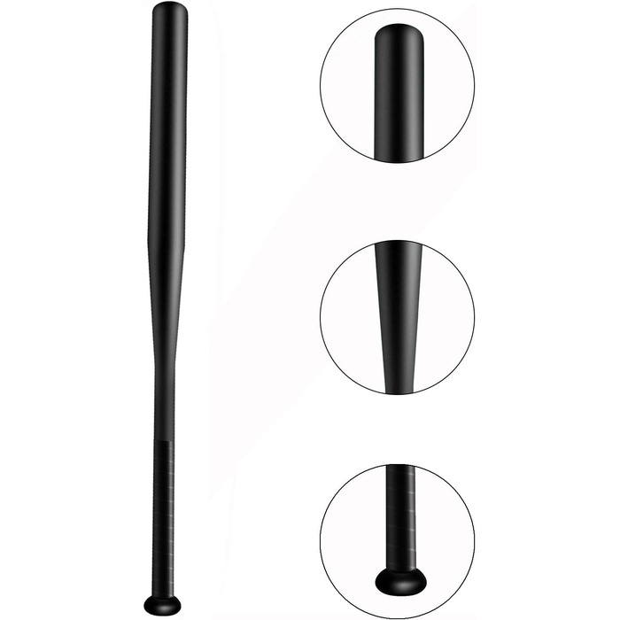 Бейсбольна бита сталева 25 дюймів з чохлом, чорна