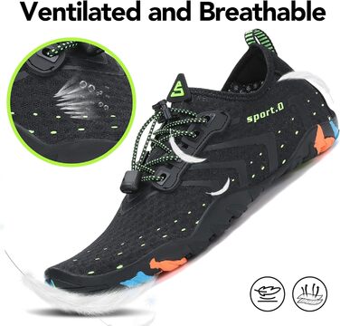 Чоботи для плавання та відпочинку на пляжі Saguaro: аквашузи, серф-шузи для жінок, чоловіків та дітей. Розміри 35-48, чорний колір.