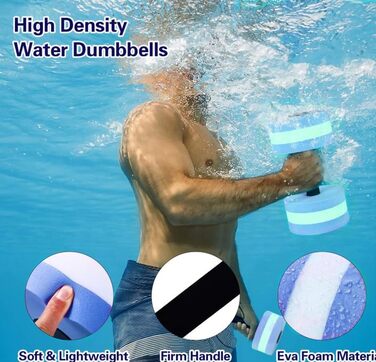 Ваги для аквафітнесу Sport-Wasser Gewichte: набір для вправ у басейні (гантелі + утяжелители для ніг), блакитні, висока щільність