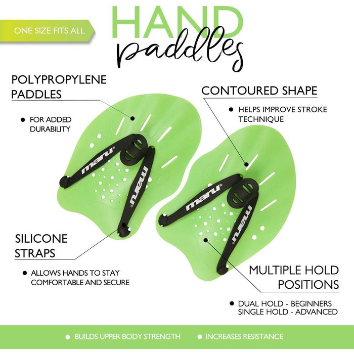 Плавальні щитки MARU для дорослих та юніорів. Набір для тренувань у басейні. Зміцнення сили, легка установка. Для початківців та професіоналів. Кольори: зелений, лаймовий рожевий.