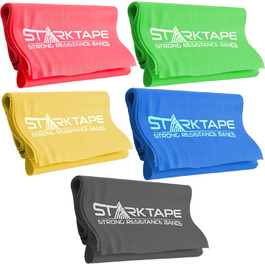 Набір еластичних фітнес-стрічок Starktape 5 шт. Без латексу для тренувань, йоги, пілатесу, реабілітації, домашнього спортзалу