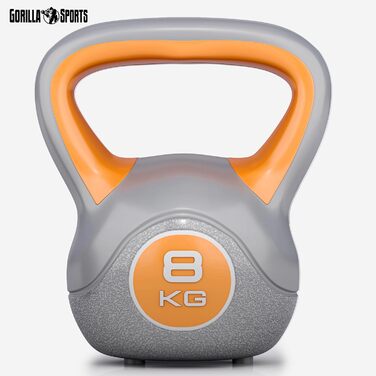 Кетлбелл GORILLA SPORTS 8 кг, пластиковий, гиря для фітнесу та тренувань, окремо або в наборі