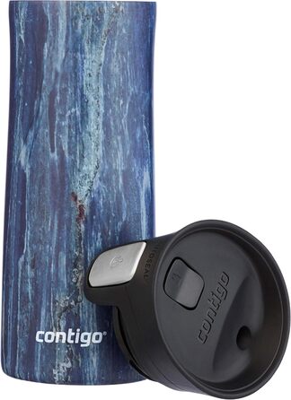 Термокухоль Contigo Pinnacle Autoseal 420 мл, нержавіюча сталь, блакитний (Blueslate) - ізольований, герметичний, для напоїв на ходу