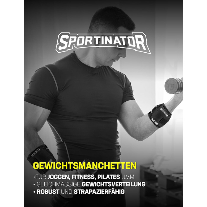 SPORTINATOR обважнювачі для рук і ніг, універсальні, регульовані, з липучкою, 2 шт. по 0,5 кг, для тренувань чоловіків і жінок