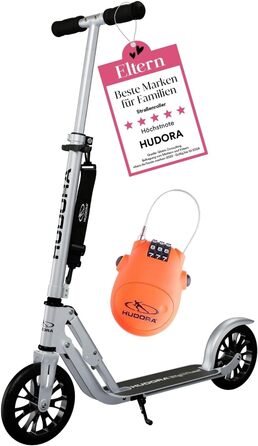 Самокат HUDORA BigWheel 205 алюмінієвий, складаний, для дітей і дорослих, до 100 кг, регульована висота, з/без замка