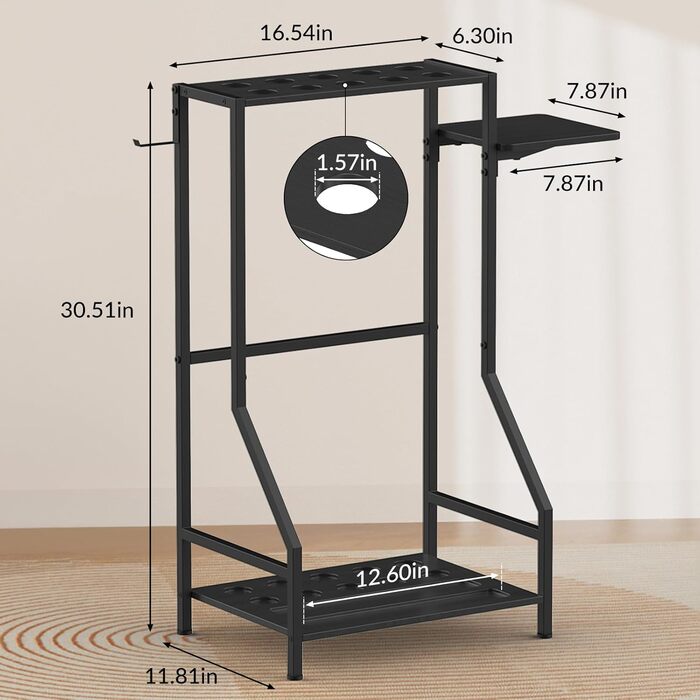 Стійка для київ Billard Queue Stick Rack YBING - тримає до 10 київ, бамбук, чорний колір