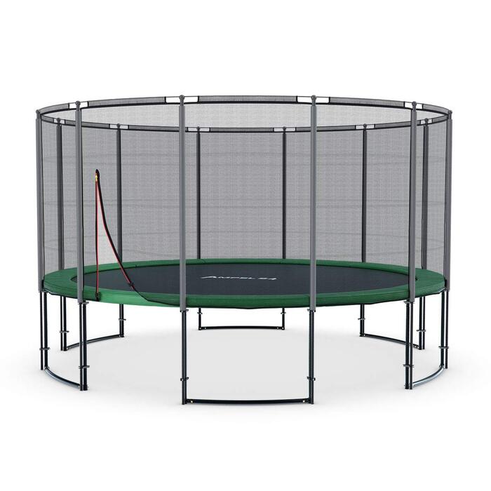 Трамплін Ampel 24 Outdoor Ø 305/366/430 см з сертифікатом GS, для дітей, повний комплект з захисним бордюром та сіткою, преміум-рама з чорним порошковим покриттям