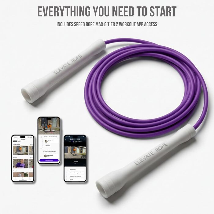 Стрибунці Elevate Speed Rope для дорослих, швидкісний скакалка 5 мм, довжина 3 м (регульована), фіолетова