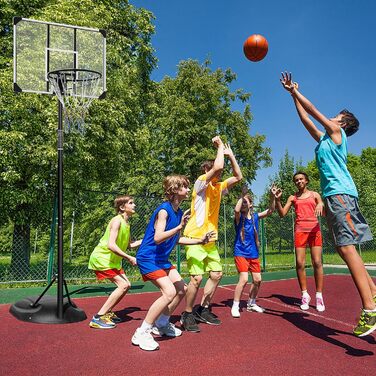 Переносна баскетбольна стійка FUNJEPE, регульована висота 2,3–2,8 м, щит 81,3 см, на колесах, для підлітків і дорослих, для дому та вулиці